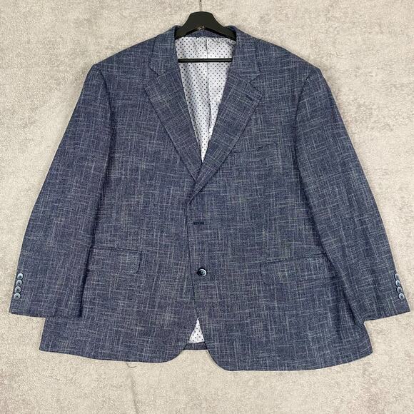 other Other - Oak Hill Blazer Mens 2XL Navy Stretch Polka Dot Lined Suit Jacket Career Classic